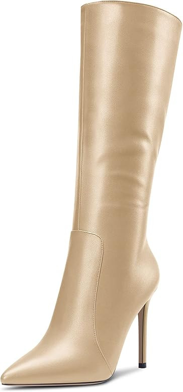 DearOnly Womens Mid Calf Boots Closed Pointed Toe High Stiletto Heel Zipper Matte Dress Shoes Sex... | Amazon (CA)