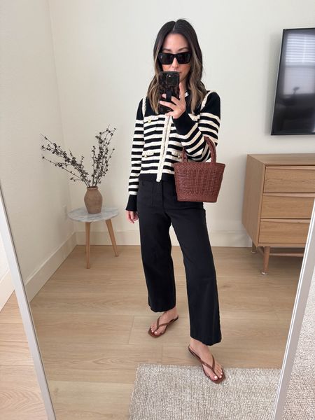 Striped lady sweater. This one is so classic. Runs cropped. TTS. On sale! 

J.crew sweater xs
J.crew pants petite 25
J.crew sandals 5
J.crew bag
YSL sunglasses  

Spring outfits, spring style, sandals, purse, petite style 


#LTKitbag #LTKshoecrush #LTKSeasonal