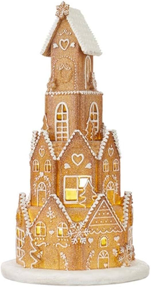 RAZ Imports 2021 Holiday Spice 18.5-inchWhite Icing Round Lighted Gingerbread House Figurine | Amazon (US)