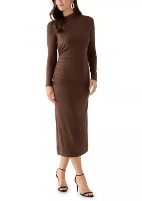 Women's Asymmetrical Ruched Midi Dress | Belk