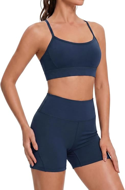 2 Pieces Workout Sets for Women Yoga Pilates Outfits Gym Matching Sets | Sports Bra Matching Shor... | Amazon (US)