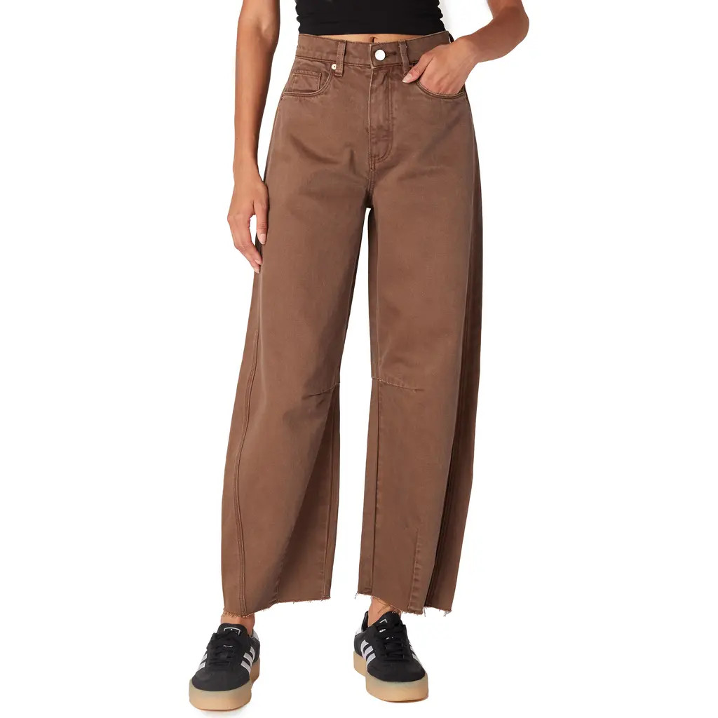 BLANKNYC Raw Hem Barrel Leg Jeans in Coffee Bar at Nordstrom, Size 30 | Nordstrom