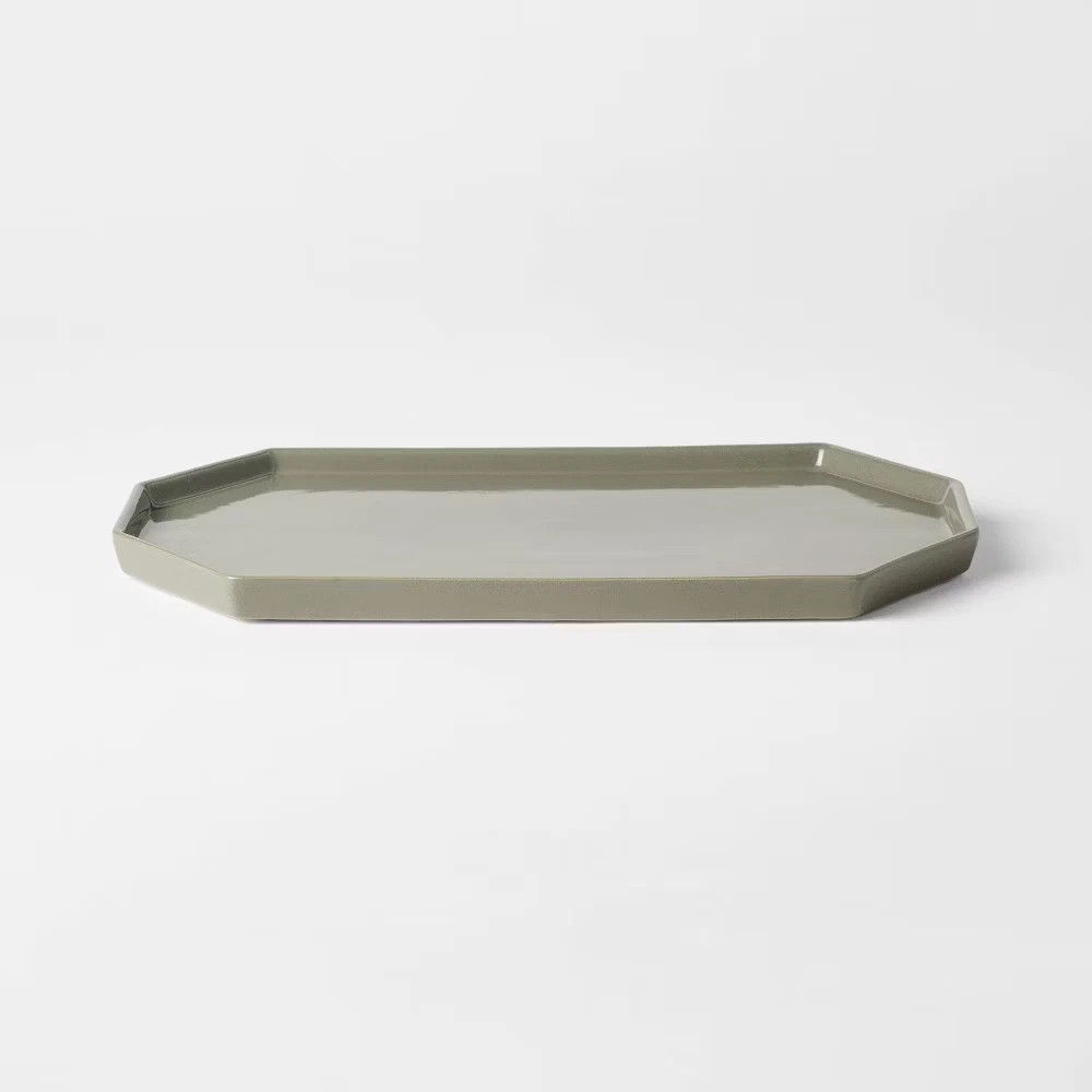 Glossy Ceramic Tray Gray - Threshold designed with Studio McGee | eBay US