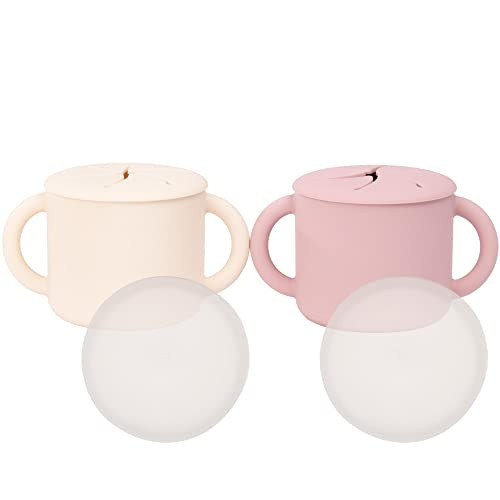 WeeSprout Snack Containers, Food Grade Silicone Cups, Spill-Proof Tops For Toddlers and Babies, Premium Hard Plastic Travel Lids, Dishwasher Safe, Set of 2 Snack Catchers | Amazon (US)