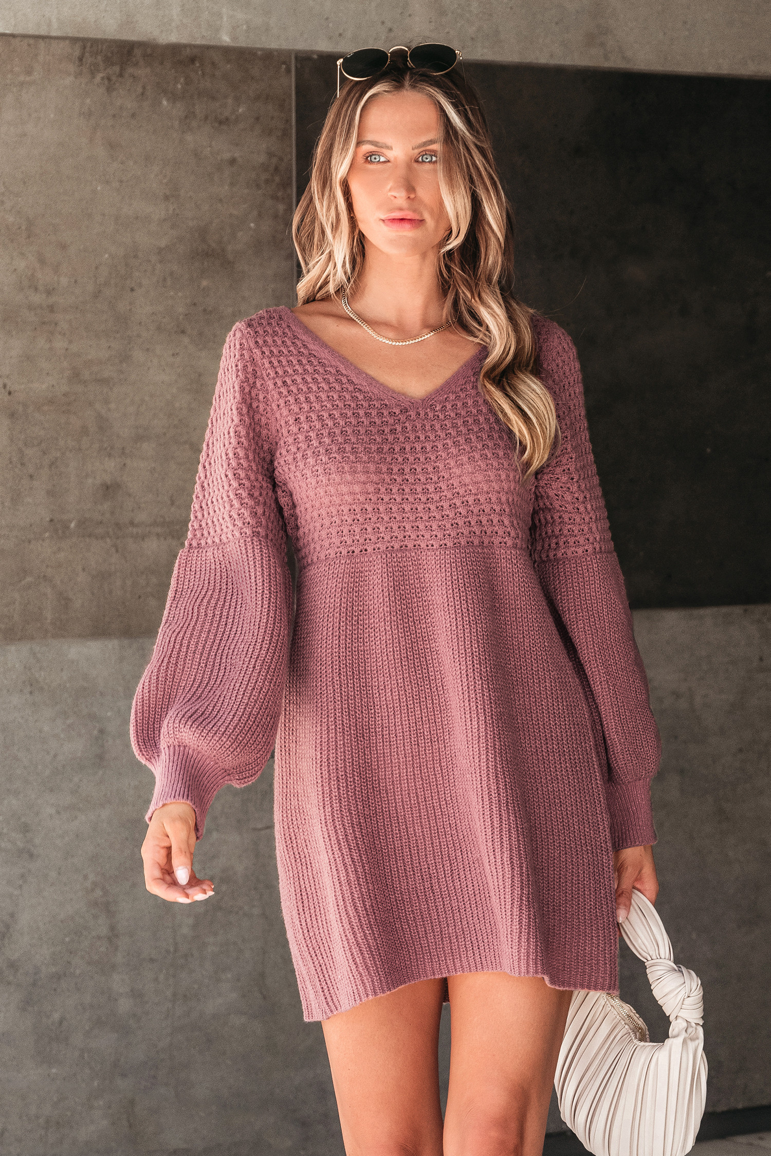 Crochet Gigot Sleeve Mini Sweater Dress | Cupshe US