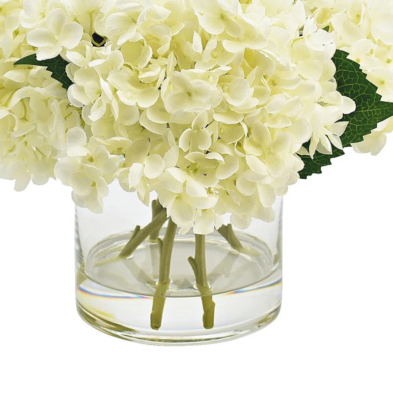 Faux Hydrangea Arrangement in Vase | Wayfair North America