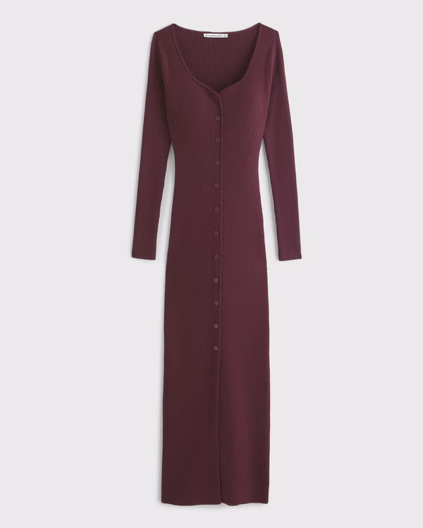 Women's Long-Sleeve Button-Through Maxi Sweater Dress | Women's Dresses & Jumpsuits | Abercrombie... | Abercrombie & Fitch (US)