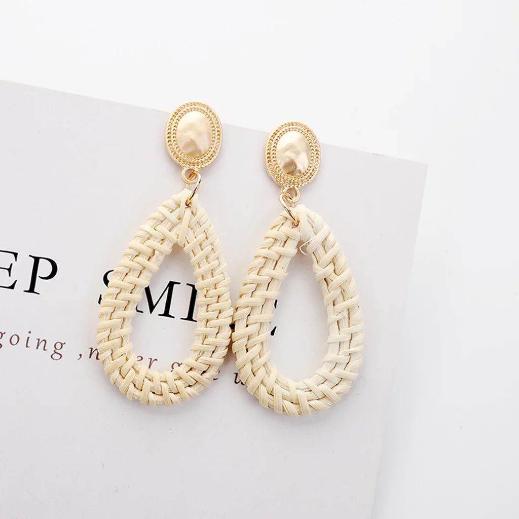 Earrings Bohemian Retro Style Pearl Handmade Rattan Geometric Drop Ladies Jewelr - Walmart.com | Walmart (US)