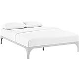 Modway Ollie Steel Modern King Platform Bed Frame Mattress Foundation with Slat Support in Silver | Amazon (US)