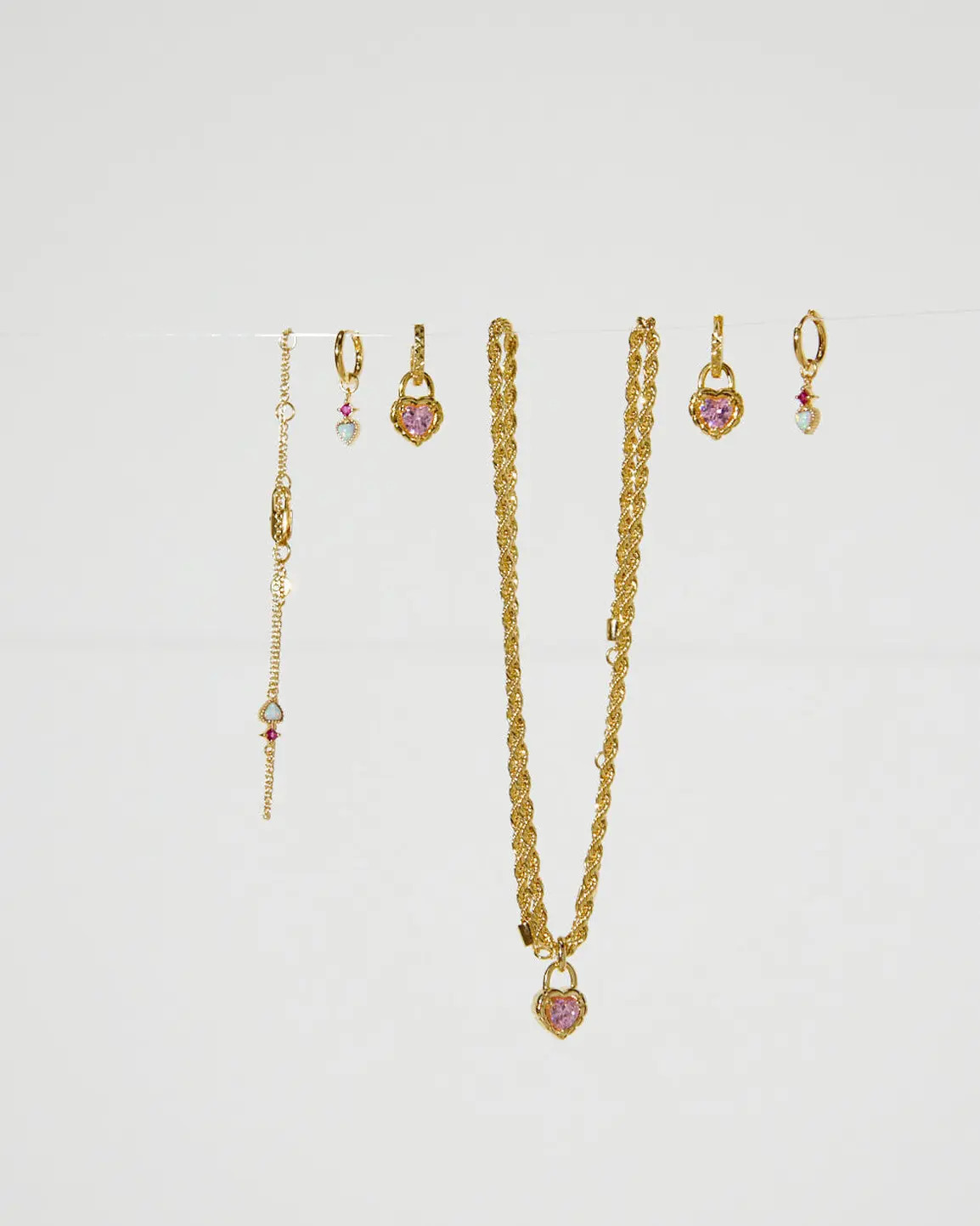 Varda Opalite Heart Charm Hoop Earrings | Oliver Bonas | Oliver Bonas (Global)