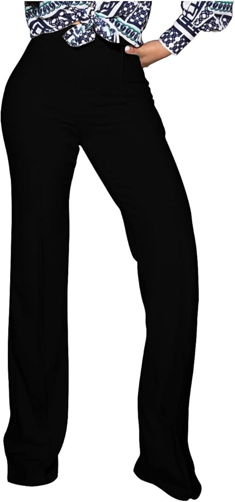 PINSV Women's High Waisted Stretchy Bootcut Pull On Dress Pants Casual Work Pants | Amazon (US)