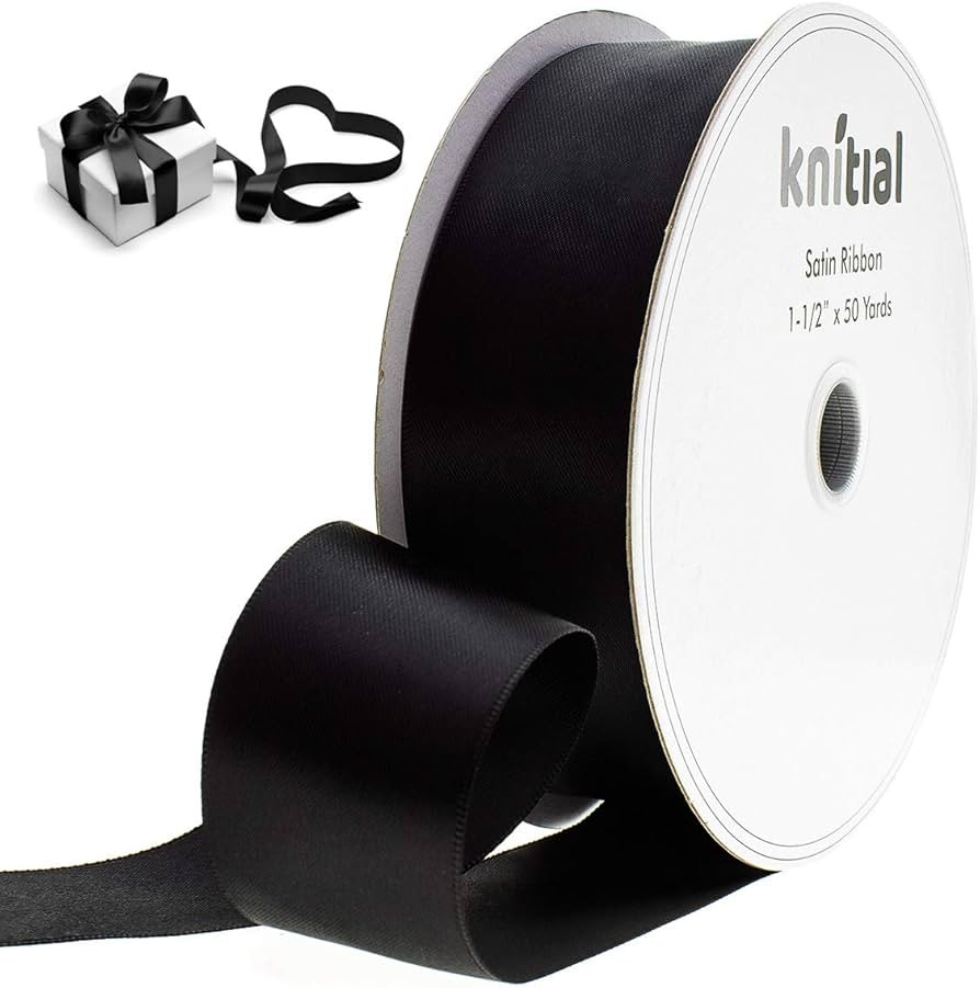 Satin Black Ribbon 1-1/2 inch x 50 Yards Double Face for Gift Wrapping and Crafts | Amazon (US)