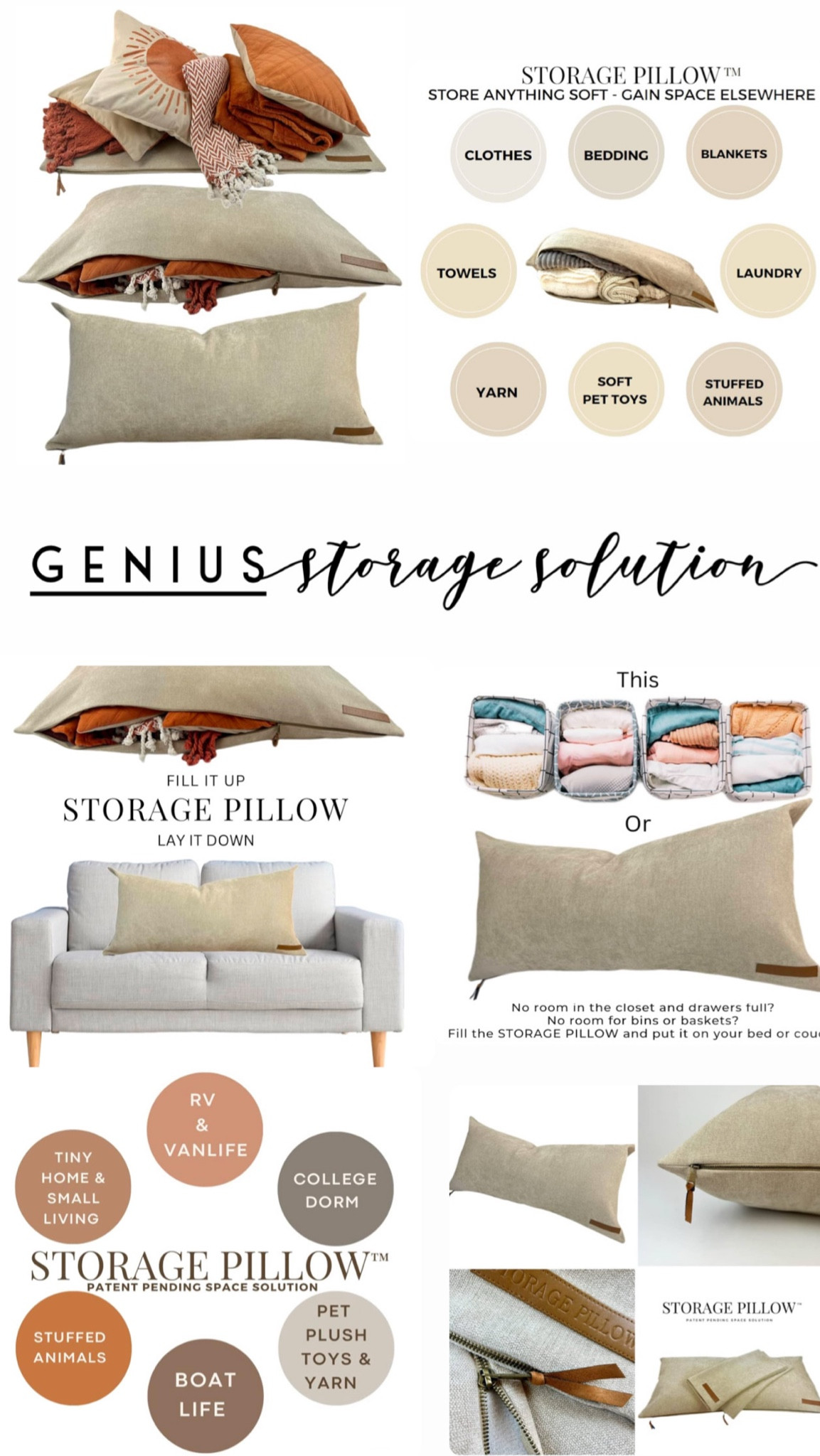 Genius pillow storage solution for saving space in small spaces, apartments, dorms, rv, camper, tiny living, living room, etc!

#LTKHome #LTKOver40 #LTKFamily