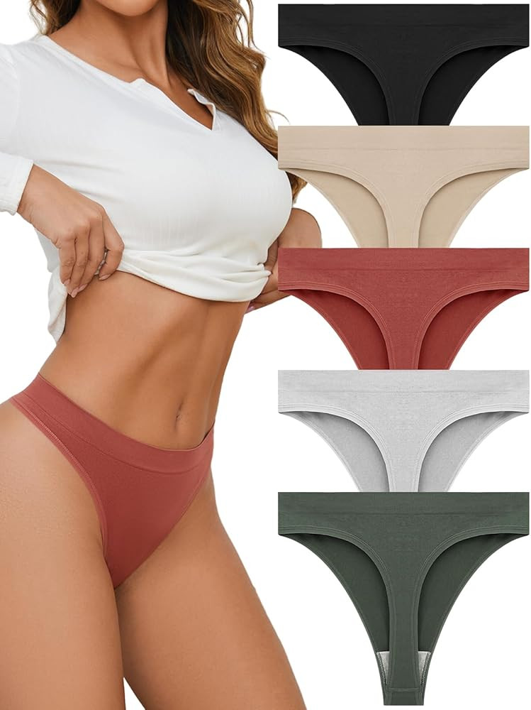 Breathable Seamless Thongs: Comfortable Women's Underwear 5-Pack | Amazon (US)