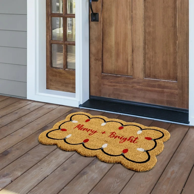 My Texas House Red/White Merry and Bright Outdoor Coir Doormat, 18" x 30" | Walmart (US)