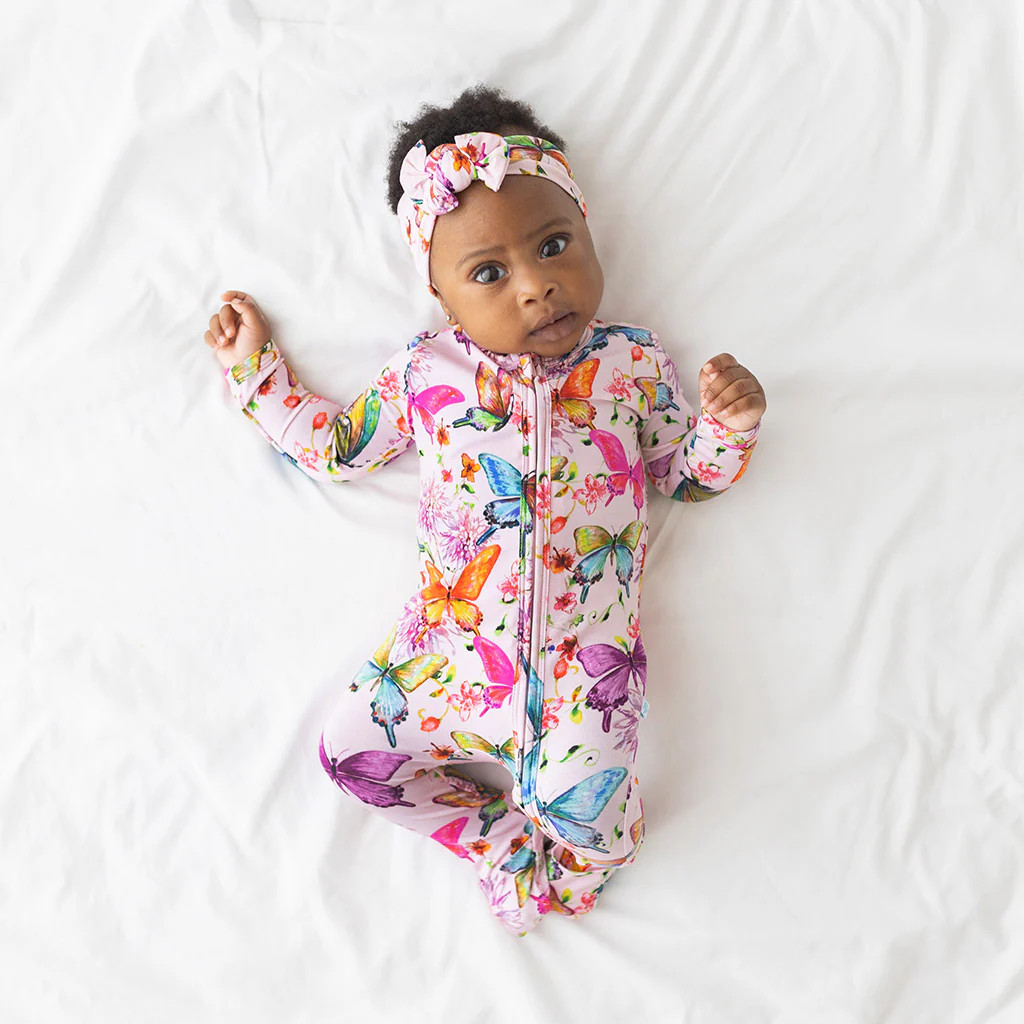Butterflies Pink Baby Convertible Sleeper | Watercolor Butterfly | Posh Peanut