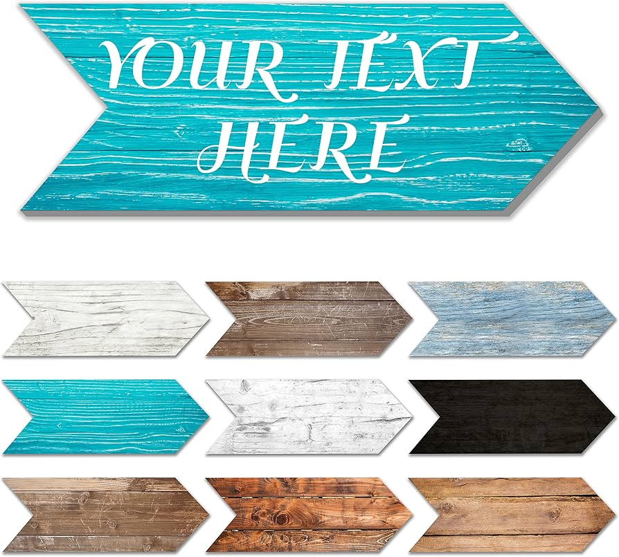 Personalized Custom Wood Text Sign, 20 Fonts, 9 Wood Colors - Blank Arrow Wood Sign, Farmhouse De... | Amazon (US)