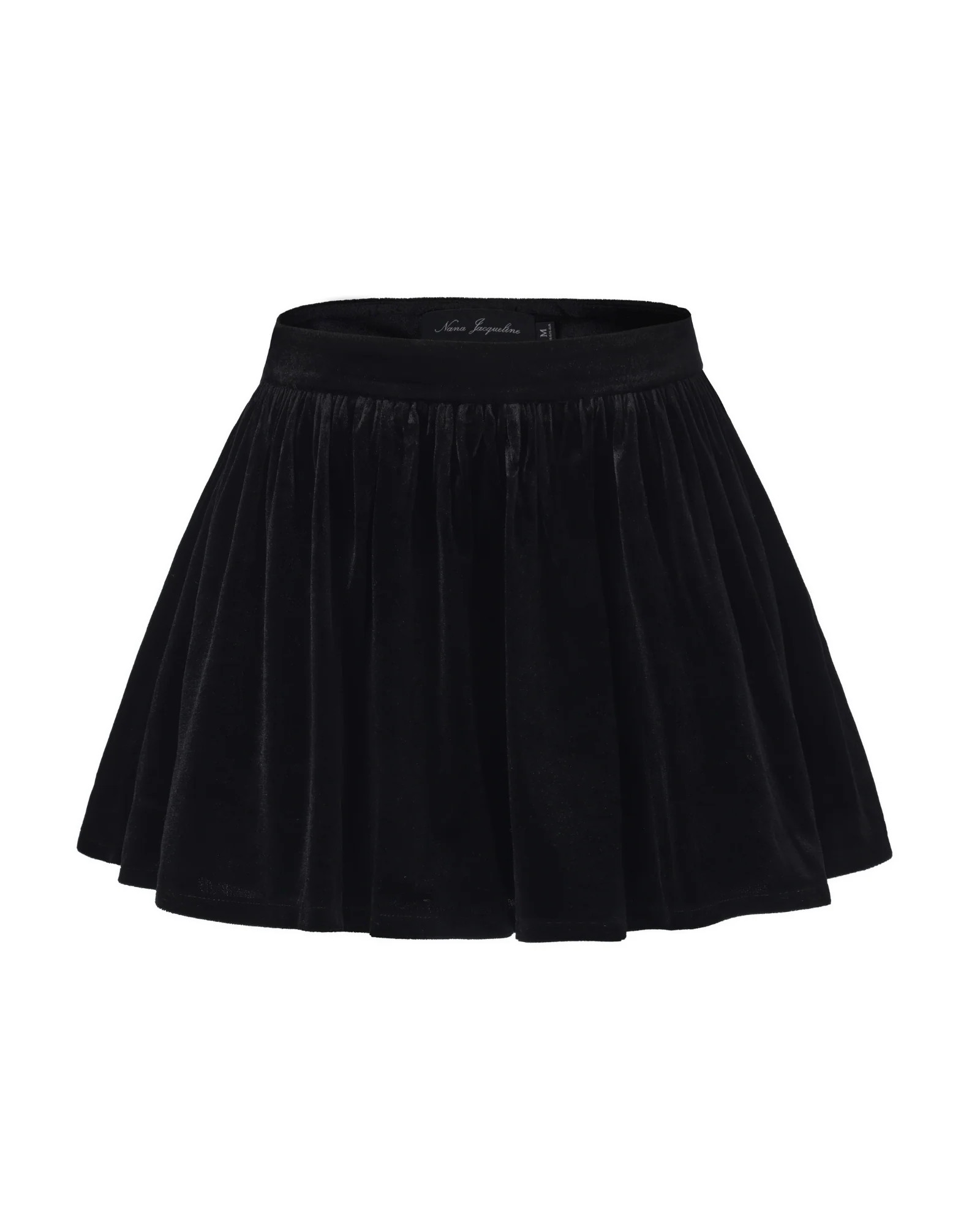 Isabellea Velvet Mini Skirt | Luxury Black Pleated A-Line Mini Skirt | Nana Jacqueline