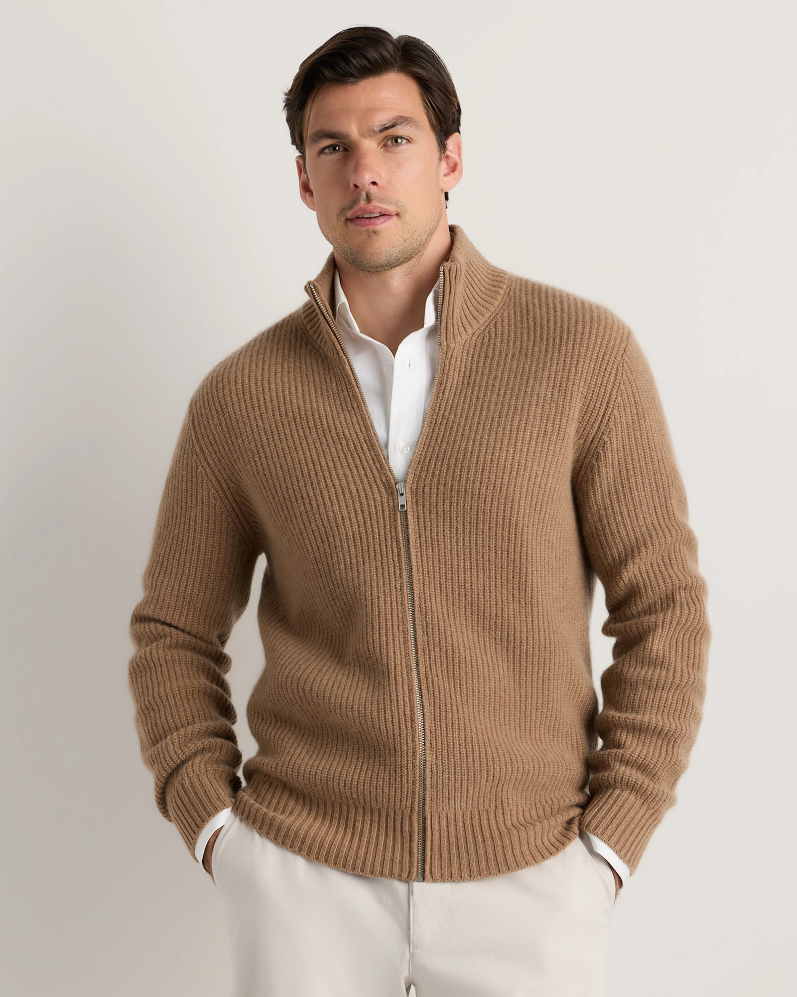 Mongolian Cashmere Fisherman Full Zip Sweater | Quince
