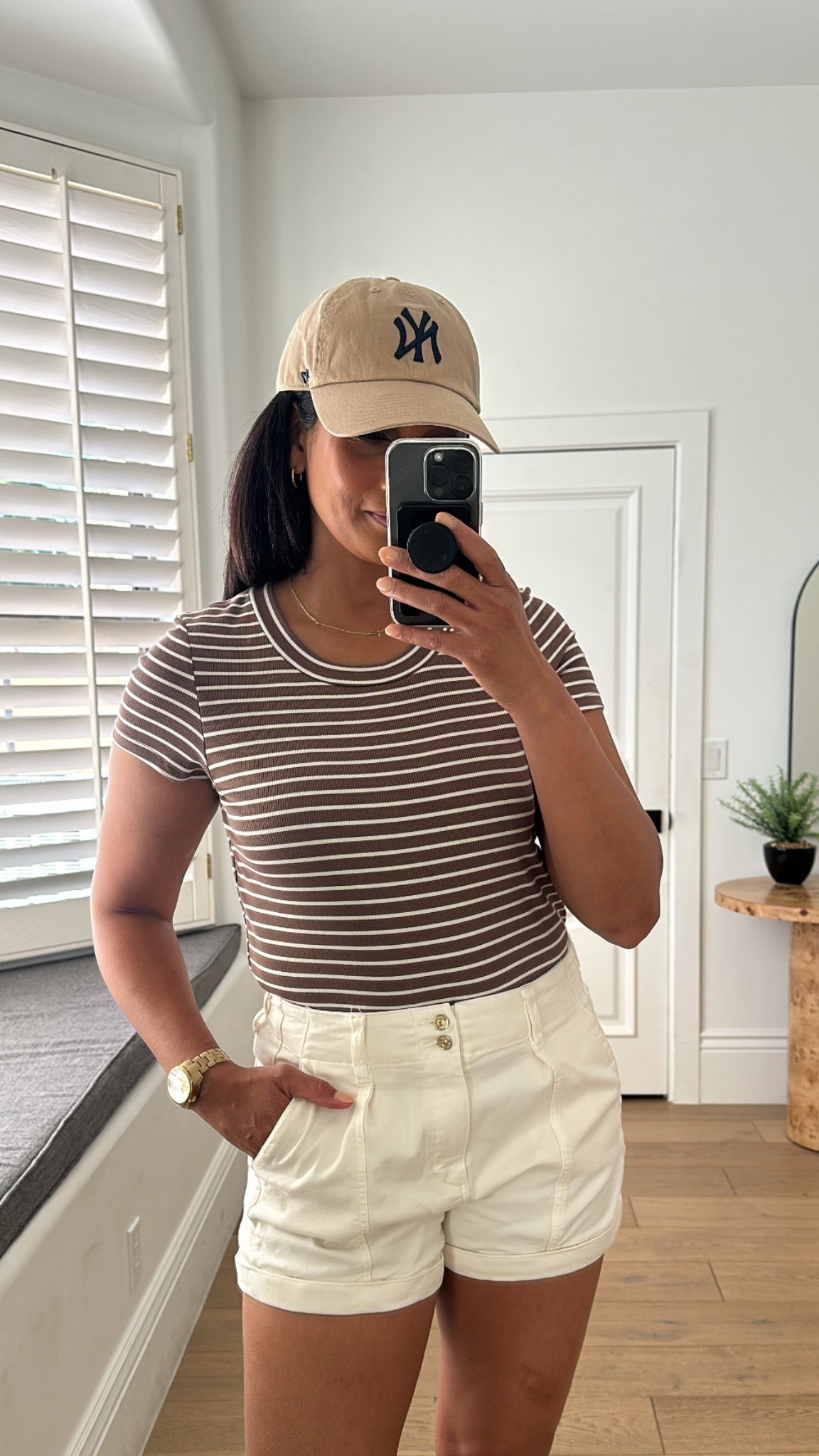 This stretchy striped tee is so soft and comfy!! Wearing with shorts today for a warm weather casual outfit. All fit true to size.



#LTKOver40 #LTKStyleTip