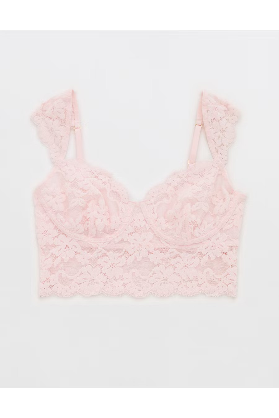 Show Off Chenille Lace Wireless Bralette Women's Ballet Pink L | Aerie