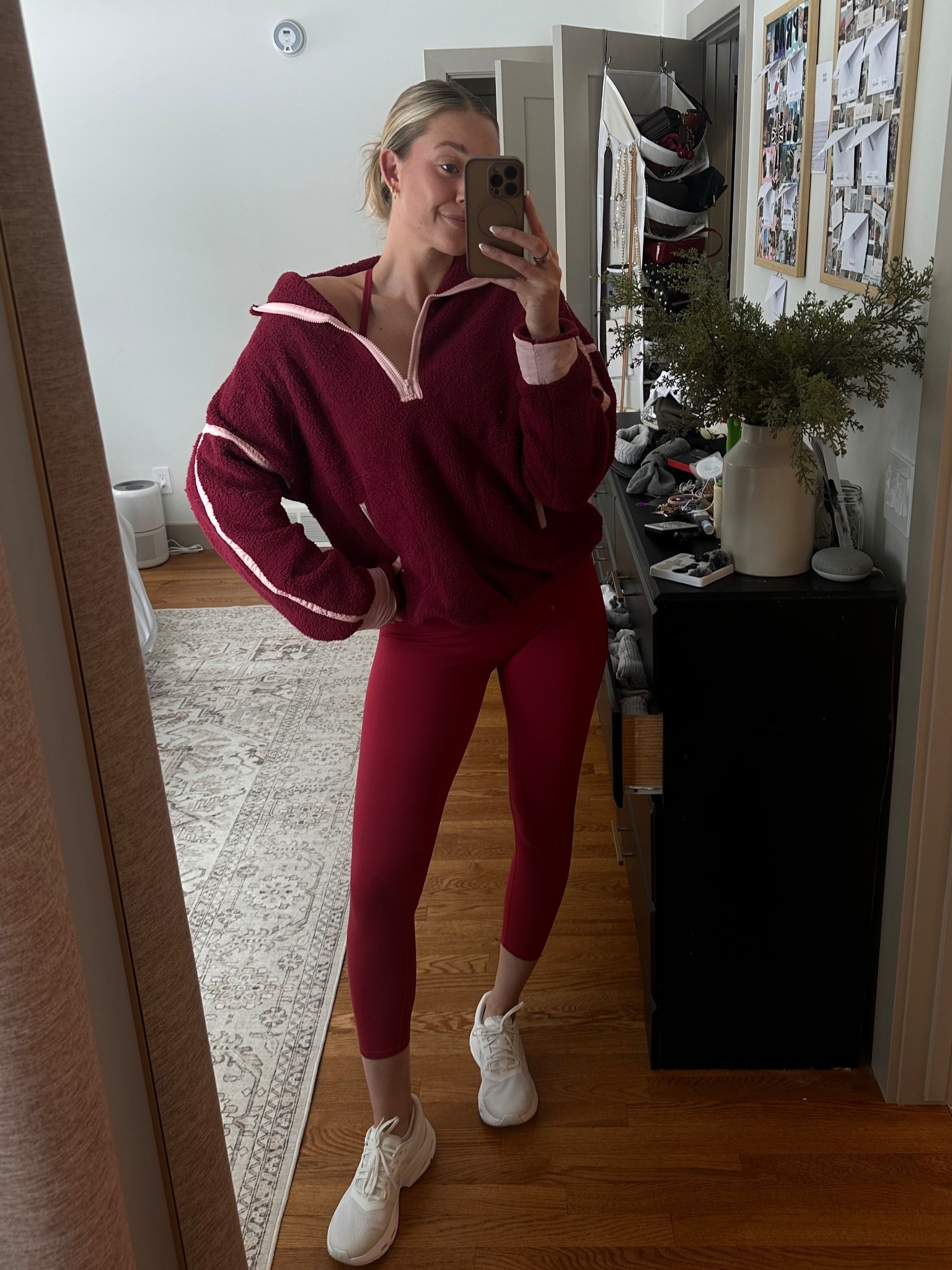 Absolutely obsessed with a monochromatic outfit. 

I got a medium and I’m 510. I definitely could’ve gone up to a large. Super buttery soft but it does shift a little bit if you’re planning on running/lifting in it!! Better for arm days/light walking/pilates 🍓🍒🥀

#LTKActive #LTKootd #LTKValentine