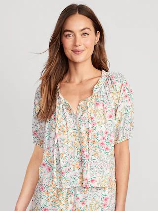 Floral Elbow-Sleeve Pajama Swing Top for Women | Old Navy (US)