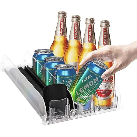 Drink Organizer for Fridge, Self-Pushing Soda Can Organizer for Counter Refrigerator, Width Adjus... | Amazon (US)