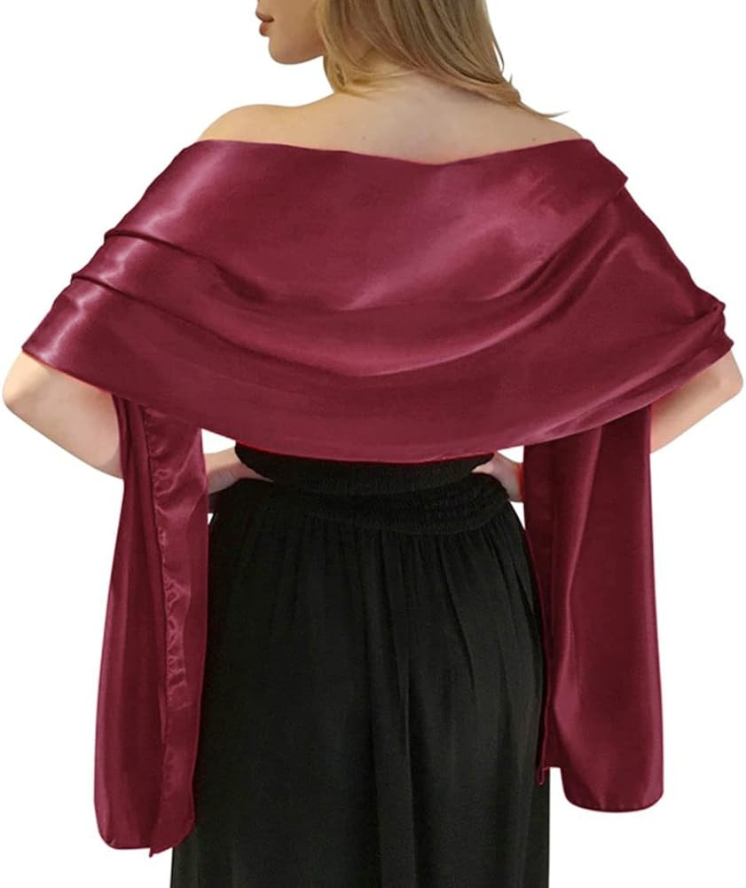 MLMW Shawls and Wraps for Evening Dresses Satin Shawl Wraps for Women Extra Long Wedding Shawls f... | Amazon (US)