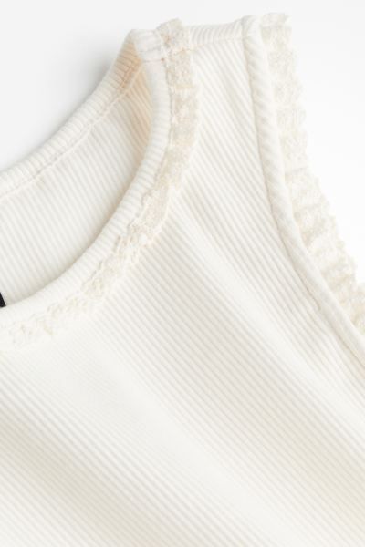 Ribbed Tank Top - Cream - Ladies | H&M US | H&M (US + CA)