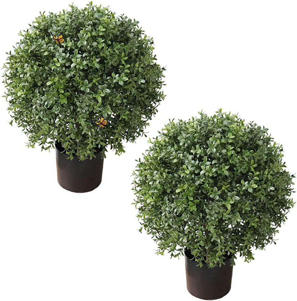 2'T 19''D Topiaries Trees Artificial Outdoors 2 Pack Fake Boxwood Bushes Outside Potted Tree | Amazon (US)