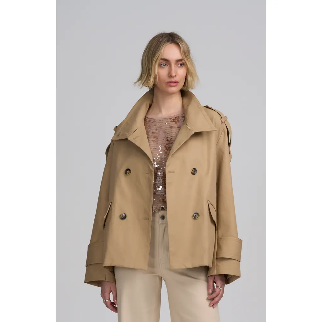 ELLE Collection Cropped Trench in Light Camel at Nordstrom, Size X-Large | Nordstrom