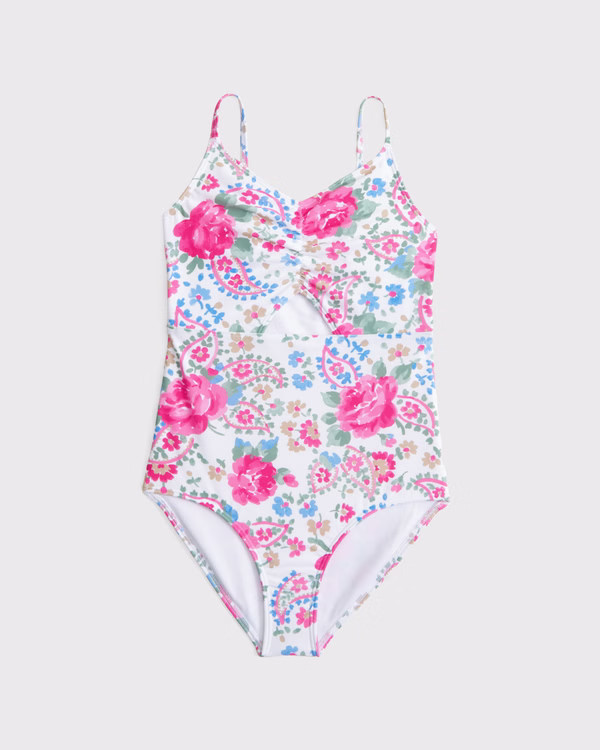 triangle cinched cutout one-piece swimsuit | Abercrombie & Fitch (US)