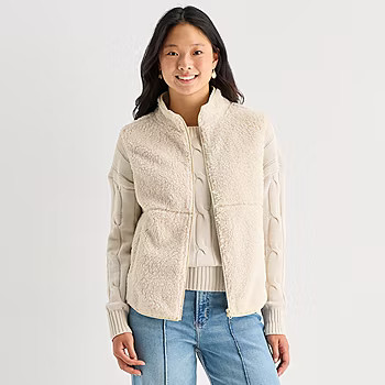Arizona Sherpa Womens Juniors Lightweight Fleece Vest, Color: Oatmeal - JCPenney | JCPenney
