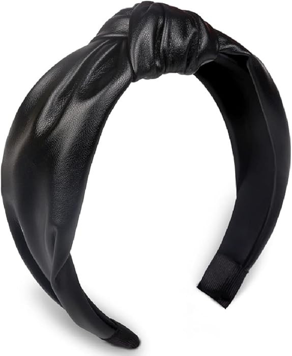 Huachi Headband, Knotted Headbands for Women Black Leather, Fashion Headbands for Women Top Knot ... | Amazon (US)