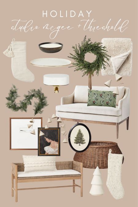 New holiday launch from Threshold with Studio McGee! Wreaths, garland, knit stockings, tree collar, wall art, throw pillows, candles, stocking holders and more. More linked on the blog! Woodsandivory.com. 

#LTKSeasonal #LTKhome #LTKHoliday
