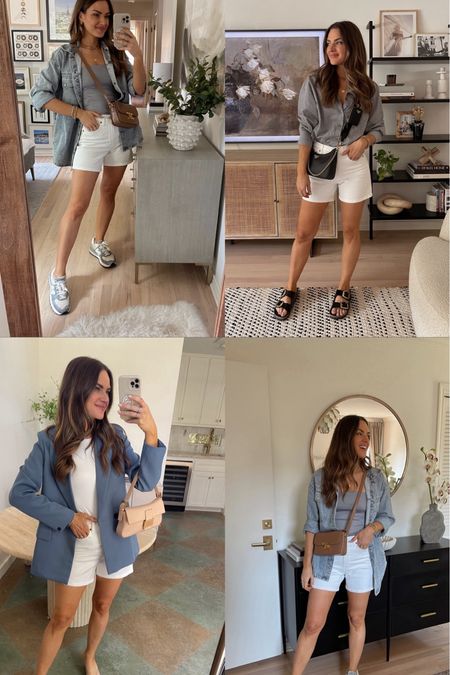 A few ways I’ve styled my white non maternity AF Dad shorts. They fit TTS & are currently 25% off + an extra 15% off with code: SHORTAF

#LTKSaleAlert