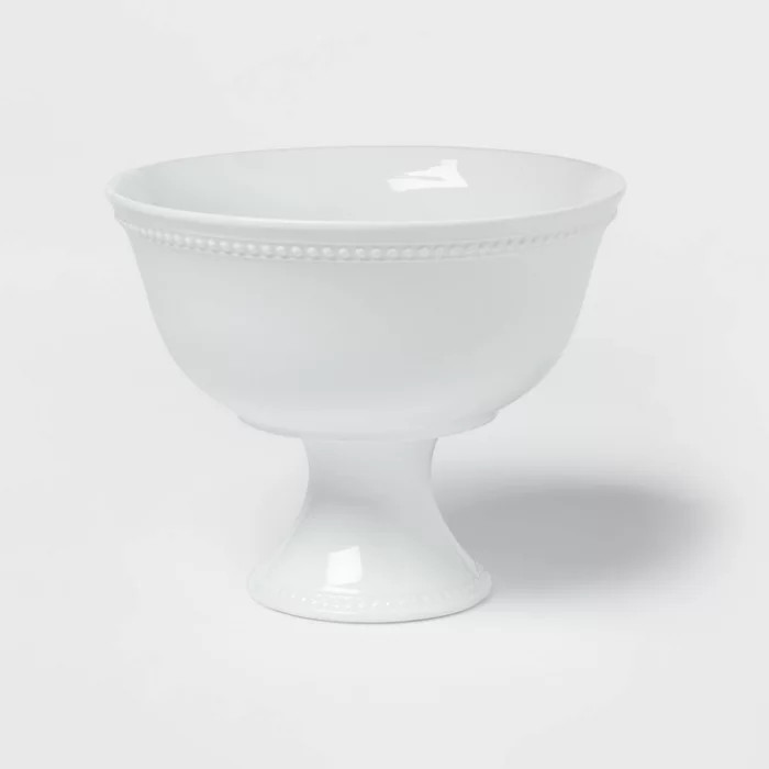 80oz Porcelain Beaded Footed Serving Bowl White  - Threshold™ | Target