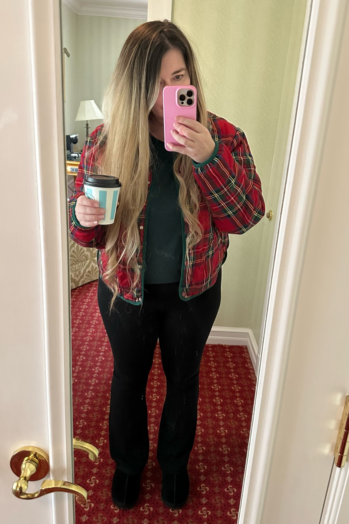 Christmas travel outfit 
Christmas jacket 
Plaid jacket 
Holiday travel outfit 
Midsize travel outfit 
Midsize flared leggings 
Flatted leggings 
#LTKgrwm
#LTKootd
#LTKMidsize
#LTKOver40

#LTKGiftGuide #LTKmorningroutine #LTKHoliday