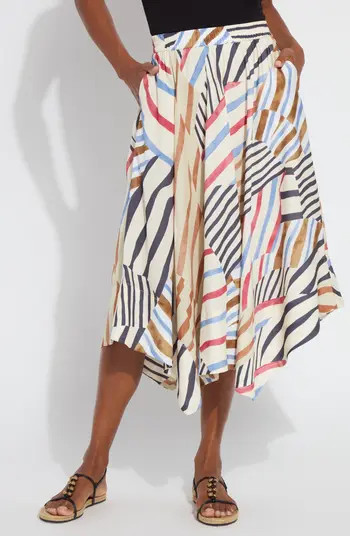 Lysse Lorenza Mixed Stripe Satin Handkerchief Hem Skirt | Nordstrom | Nordstrom