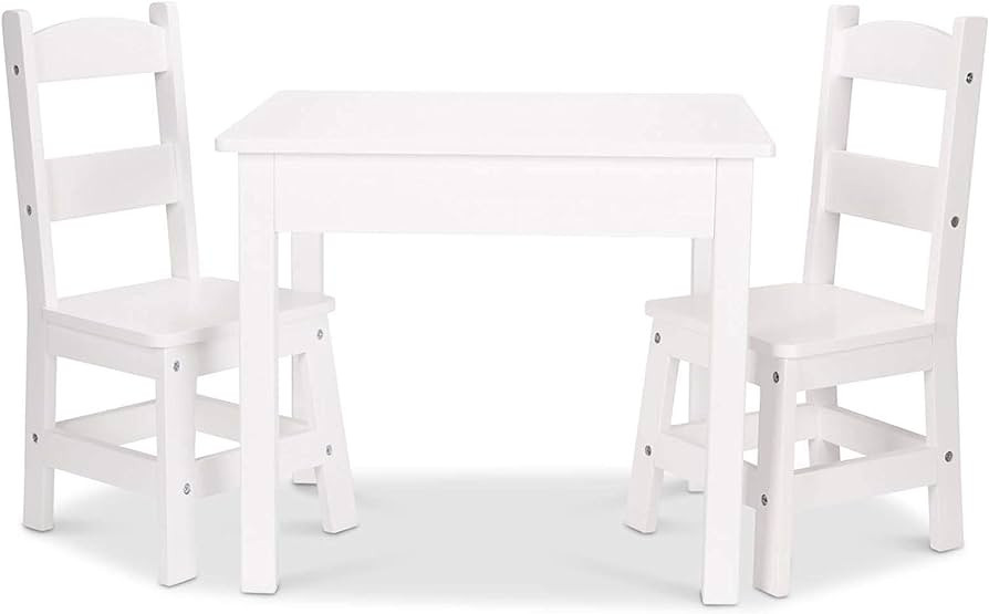Melissa & Doug Wooden Table & Chairs - White | Amazon (US)