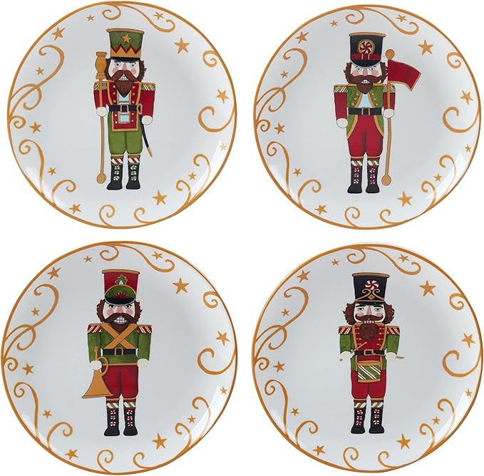 Certified International Holiday Magic Nutcracker 9" Dessert/Salad Plates, Multicolor, Medium, Set... | Amazon (US)