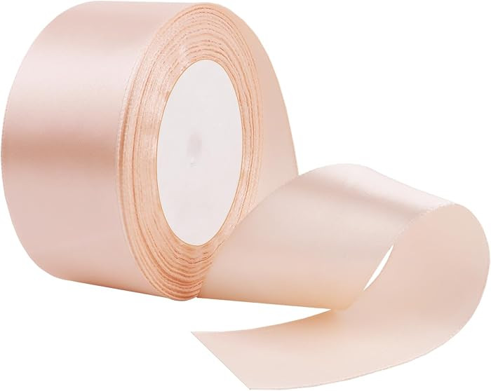 25 Yard Champagne Pink Satin Ribbon Roll, 1-1/2 Inch Fabric Ribbon for Craft Bows Rose Bouquet, H... | Amazon (US)