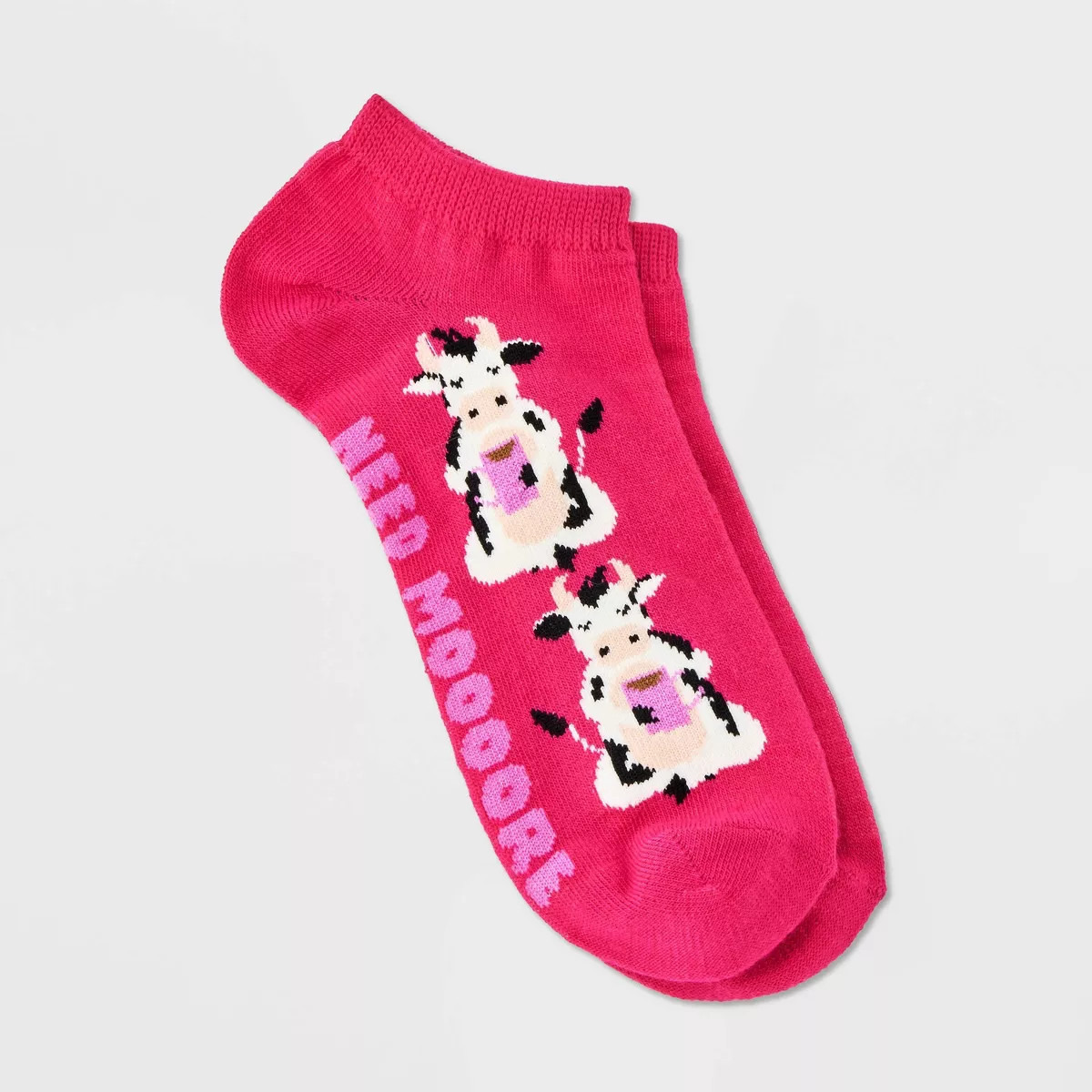 Women's "Need Moore Coffee" Cow Low Cut Socks - Pink 4-10 | Target