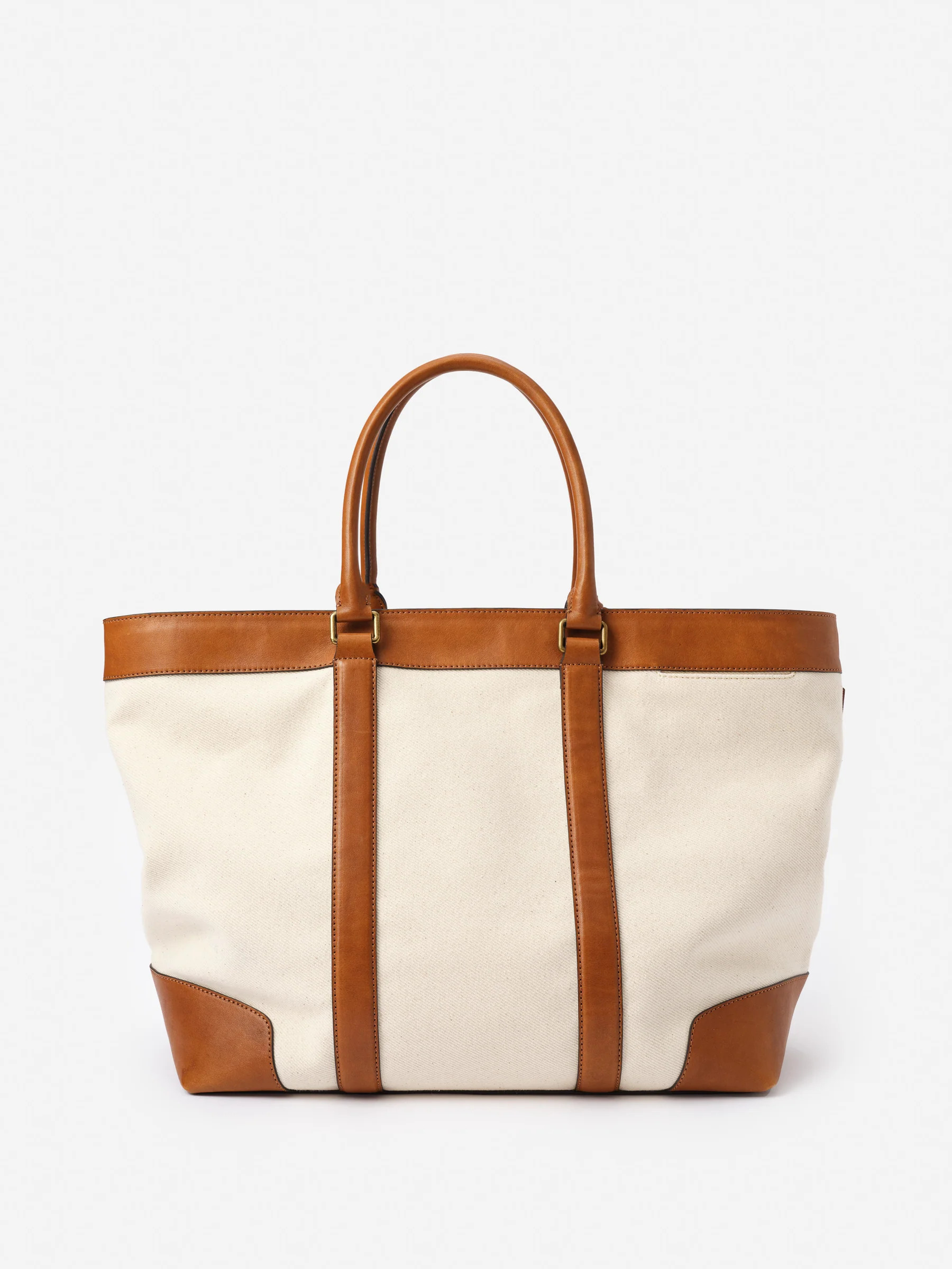 Off_White/Saddle Solid Wells Tote  | Men's Luggage & Travel | J.McLaughlin | J.McLaughlin