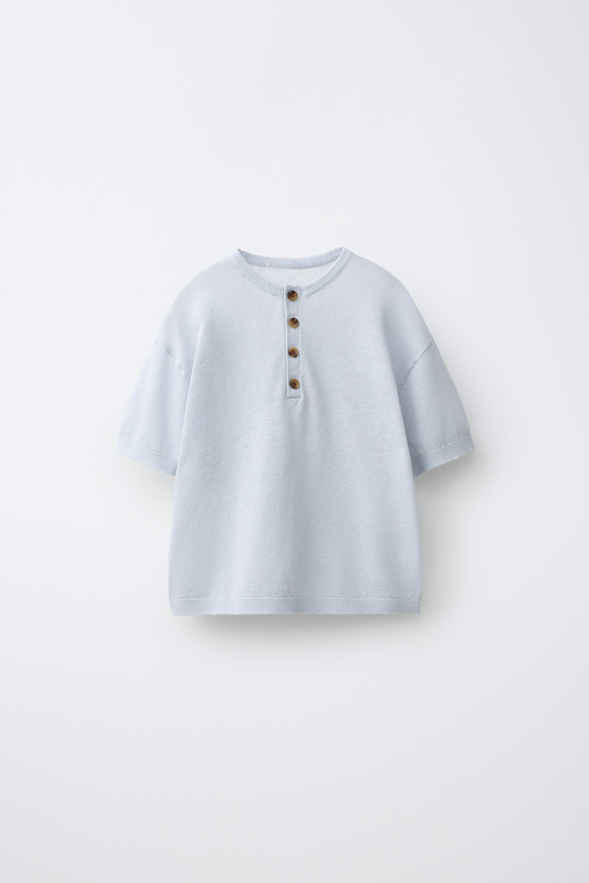 KNIT HENLEY SHIRT WITH LINEN AND COTTON | Zara US
