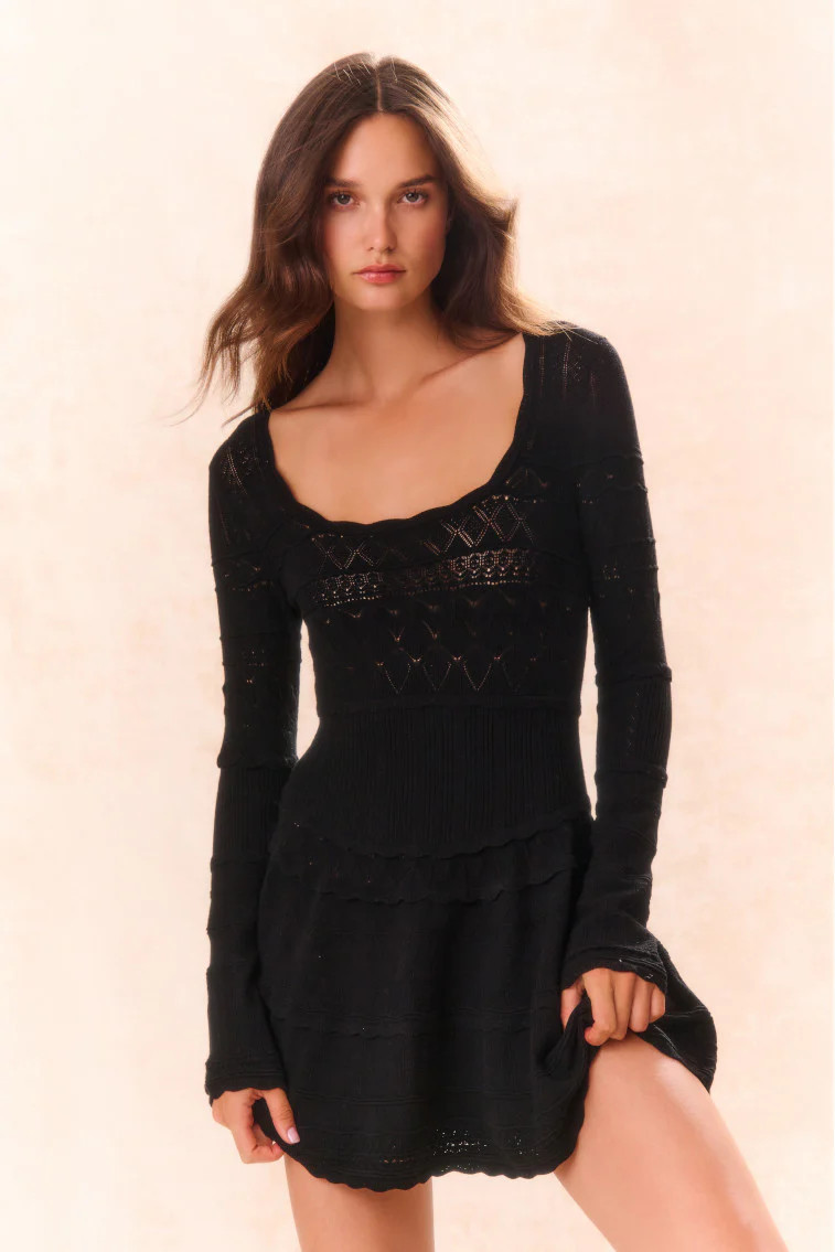 Lavender Pointelle Knit Mini Dress | LoveShackFancy