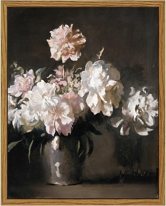 Framed Canvas Wall Art - Vintage Flower Pictures, Retro Valentines Day Gifts, Desk Shelf Decor, F... | Amazon (CA)