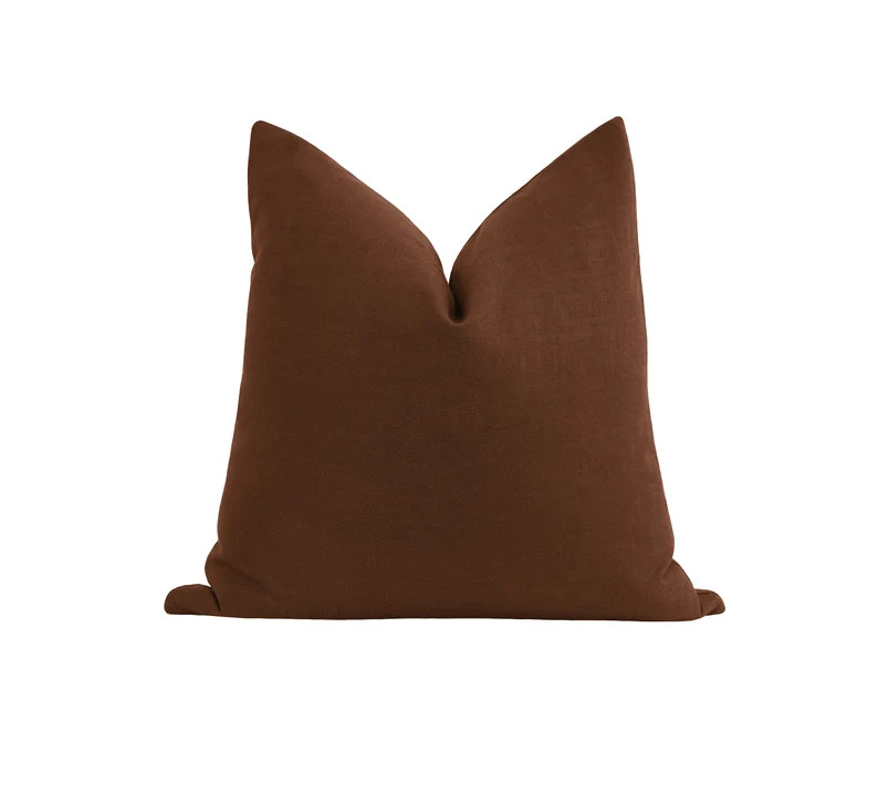 Dark Brown Linen Pillow Cover Walnut Decorative Pillow Linen - Etsy | Etsy (US)