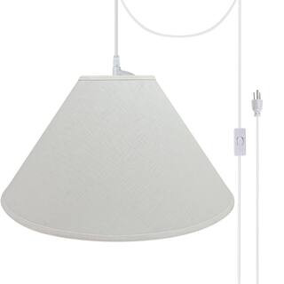 2-Light White Plug-In Swag Pendant with Off White Hardback Empire Fabric Shade | The Home Depot